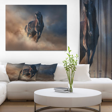 Black stallion horse - Animals photographyPrint on Wrapped Canvas