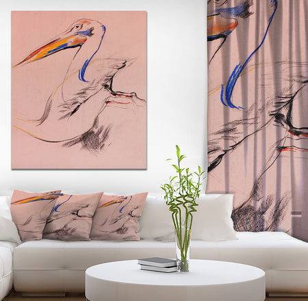 Pelican sketch - Animals Sketch Painting Print on Wrapped Canvas