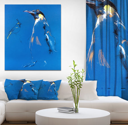Penguin sketch - Animals Sketch Painting Print on Wrapped Canvas
