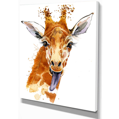 Cute Giraffe Illustration - Animals Painting Print on Wrapped Canvas
