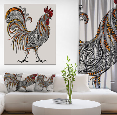 New year 2017 Colorful Rooseter - Farmhouse Animals of Painting Print on Wrapped Canvas
