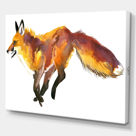 Cute fox wtercolor illustration - Animals Painting Print on Wrapped Canvas