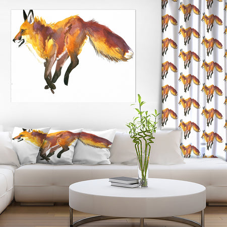 Cute fox wtercolor illustration - Animals Painting Print on Wrapped Canvas