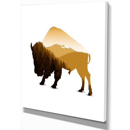 Silhouette of bison - Contemporary Animals Painting Print on Wrapped Canvas