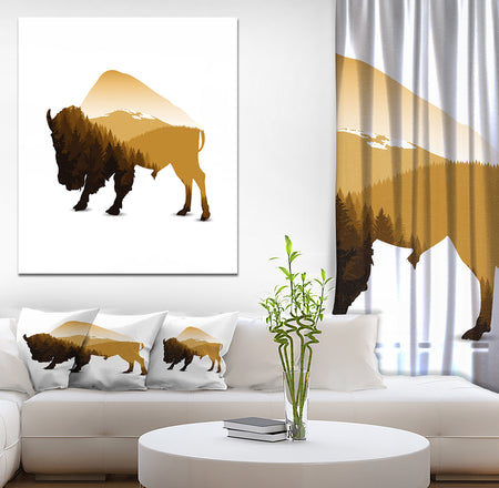 Silhouette of bison - Contemporary Animals Painting Print on Wrapped Canvas