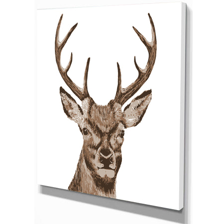 Deer Head - Animals Painting Print on Wrapped Canvas