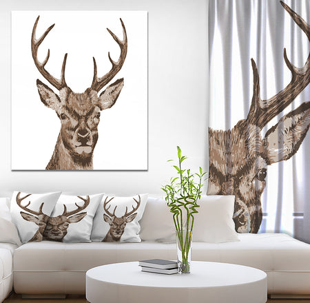 Deer Head - Animals Painting Print on Wrapped Canvas
