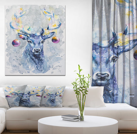 Cute Deer with Bells - Animals kids Painting Print on Wrapped Canvas