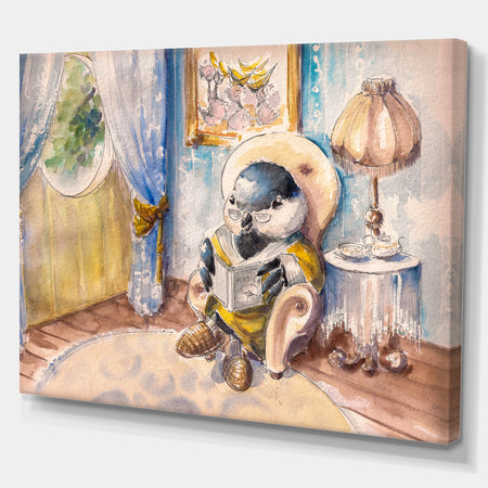 Great tit at home - Animals Painting Print on Wrapped Canvas