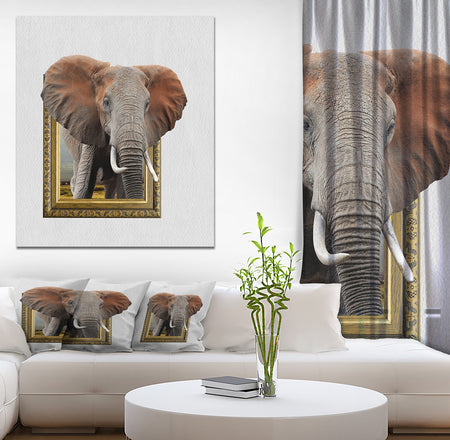 Elephant in Wooden Frame - Africa Animals photography on Wrapped Canvas