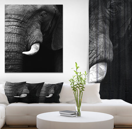 Elephant Head Close Up - Africa Animals Photography on Wrapped Canvas