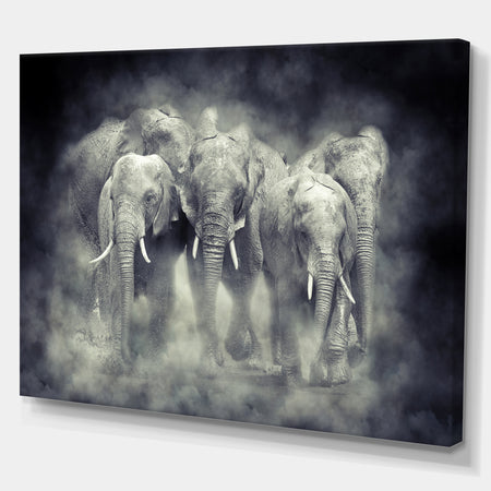 Kenya National Park Elephant in smoke - Animals Photography on Wrapped Canvas