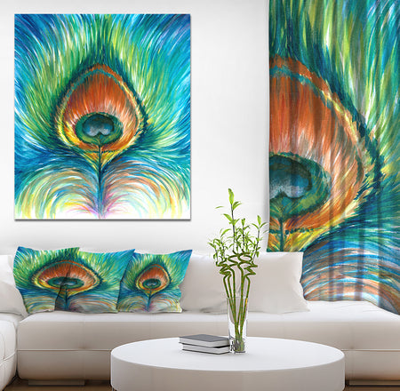 Peacock feather - Contemporary Animals Painting Print on Wrapped Canvas