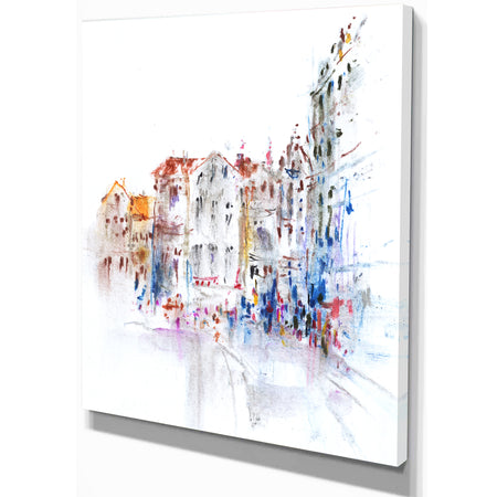 City and People - Cityscapes Painting Print on Wrapped Canvas
