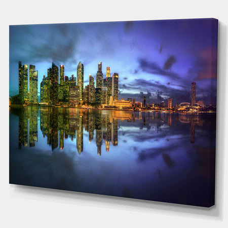 Singapore skyline view from Marina bay - Landscapes Cityscapes Photographic on wrapped Canvas