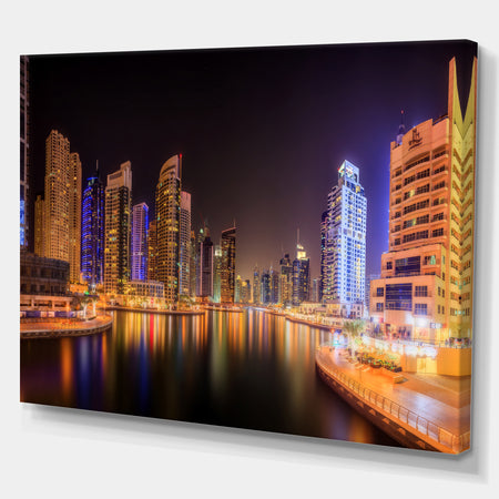 Dubai Marina UAE. Bay Panoramic View - Cityscapes Photography on Wrapped Canvas