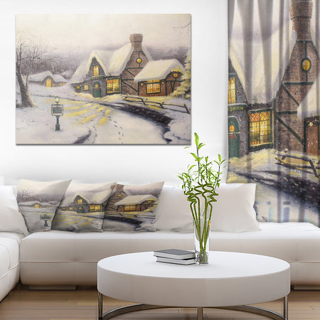Christmas Home - Cityscapes Painting Print on Wrapped Canvas