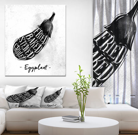 Eggplant cutting scheme - Farmhouse Food Painting Print on Wrapped Canvas
