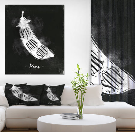 Peas cutting scheme chalk - Farmhouse Food Painting Print on Wrapped Canvas