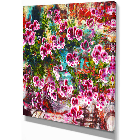 Purple Flowers - Floral Painting Print on Wrapped Canvas