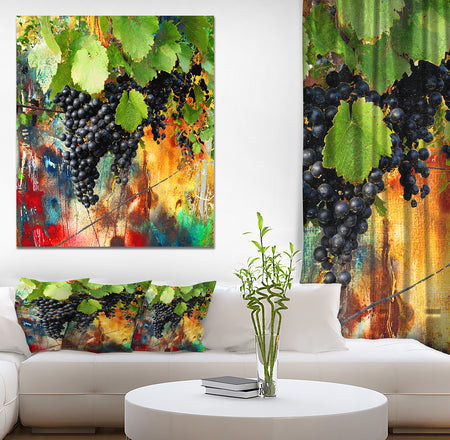 Blue Grape Vine - Farmhouse Floral Painting Print on Wrapped Canvas