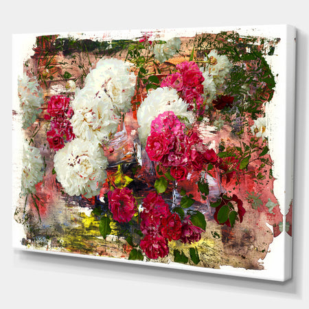 Peonies and roses - Floral Painting Print on Wrapped Canvas