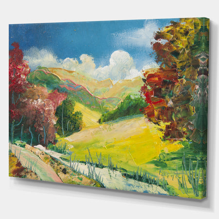 Colorful Field - Floral Painting Print on Wrapped Canvas