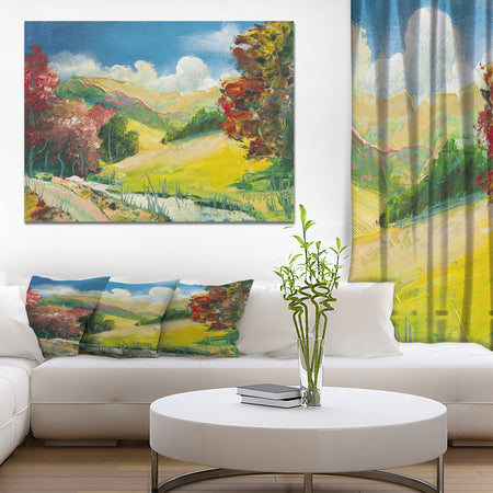 Colorful Field - Floral Painting Print on Wrapped Canvas