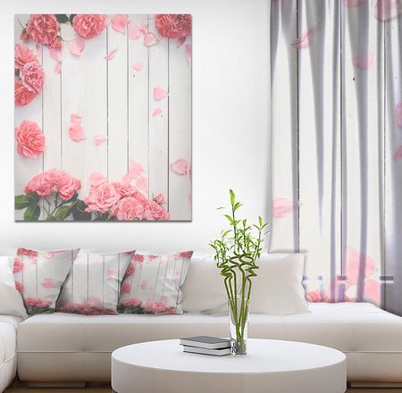 Romantic Pink Roses in Boarder Style Pattern - Floral photography on Wrapped Canvas