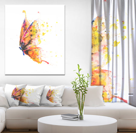 Bright Orange Butterfly - Floral Painting Print on Wrapped Canvas