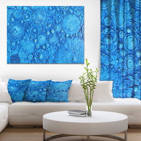 Textured Circle Blue Flowers - Digital Art on wrapped Canvas