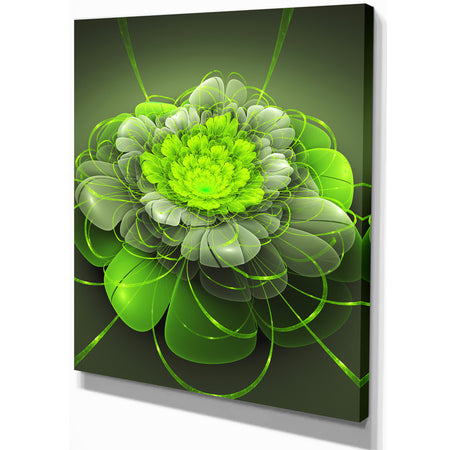 Green 3D Lotus Exotic Flower - Floral Contemporary Art on wrapped Canvas