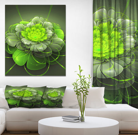 Green 3D Lotus Exotic Flower - Floral Contemporary Art on wrapped Canvas