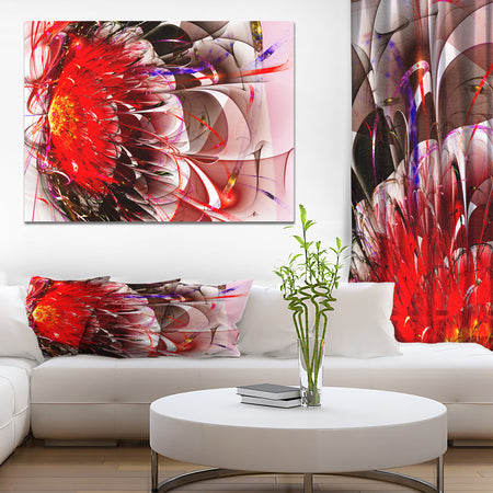 Red 3D Exotic Flower in Tail Commet - Floral Contemporary Art on wrapped Canvas