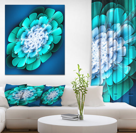 Green and Blue 3D Illustration - Floral Contemporary Art on wrapped Canvas