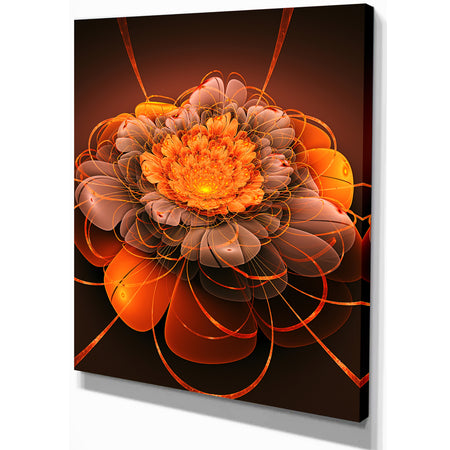 Red Lotus Space Exotic Flower - Floral Contemporary Art on wrapped Canvas