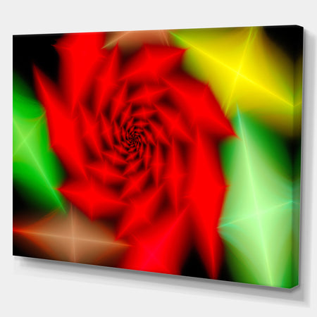 Red Rose Spiral Pattern Flower - Digital Art on wrapped Canvas