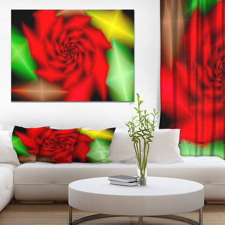Red Rose Spiral Pattern Flower - Digital Art on wrapped Canvas