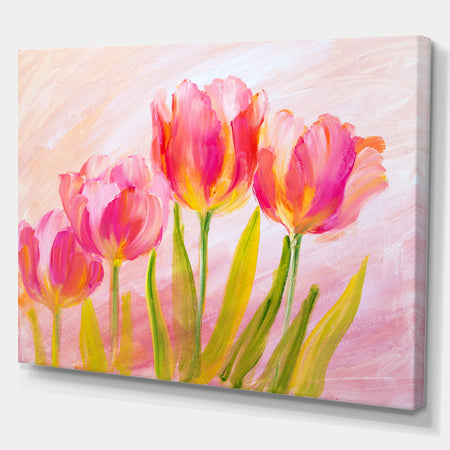 Red Tulips - Floral Painting Print on Wrapped Canvas