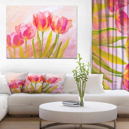 Red Tulips - Floral Painting Print on Wrapped Canvas