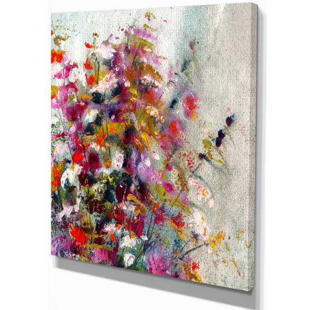White Pind and Red Flower Bouquet - Digital Art on wrapped Canvas