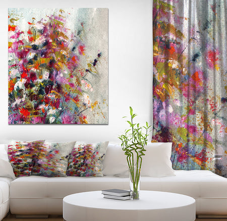 White Pind and Red Flower Bouquet - Digital Art on wrapped Canvas