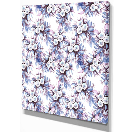Floral pattern in Purples and Blues - Floral Painting Print on Wrapped Canvas