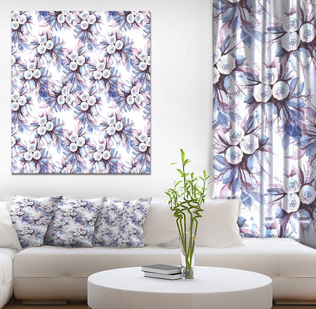 Floral pattern in Purples and Blues - Floral Painting Print on Wrapped Canvas