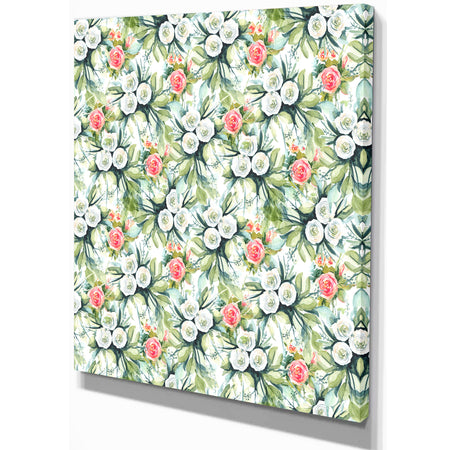 Floral Seamless pattern Flower Background - Floral Painting Print on Wrapped Canvas