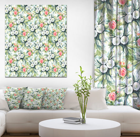 Floral Seamless pattern Flower Background - Floral Painting Print on Wrapped Canvas
