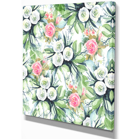 Wedding Flowers in White and Yellow Roses - Floral Painting Print on Wrapped Canvas