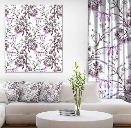 Hand drawn purple flowers - Floral Painting Print on Wrapped Canvas