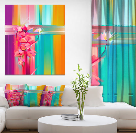 Abstract Red Gerbera Spring Flower - Floral Painting Print on Wrapped Canvas