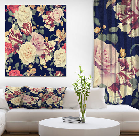 Colorful Roses Floral Pattern - Floral Painting Print on Wrapped Canvas